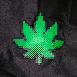 Perler weed leaf necklace